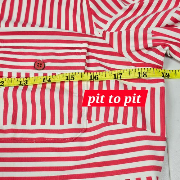 J. McLaughlin Brynn Catalina Cloth Button-Down Red White Geometric Stripe Size M - Picture 6 of 10